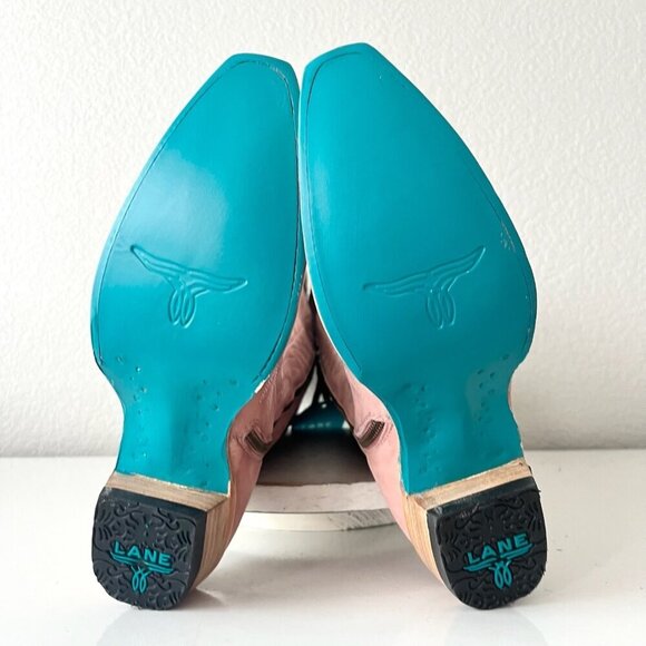 Lane LEXINGTON Over the Knee Womens Cowboy Boots 8 Pink Western Cowgirl Lace Up - Picture 12 of 13